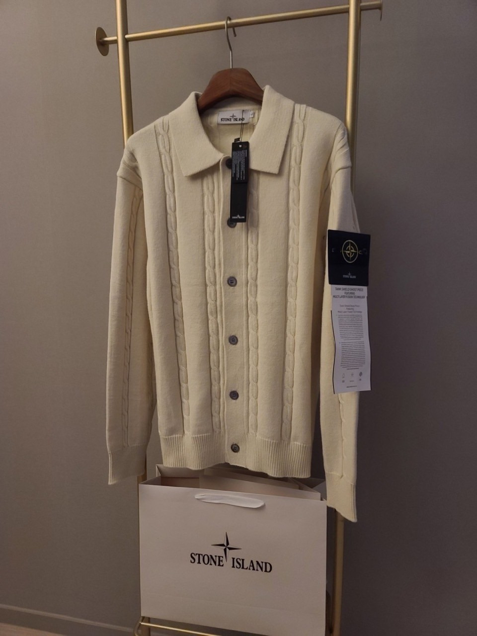 스톤아일랜드 꽈배기 니트 가디건