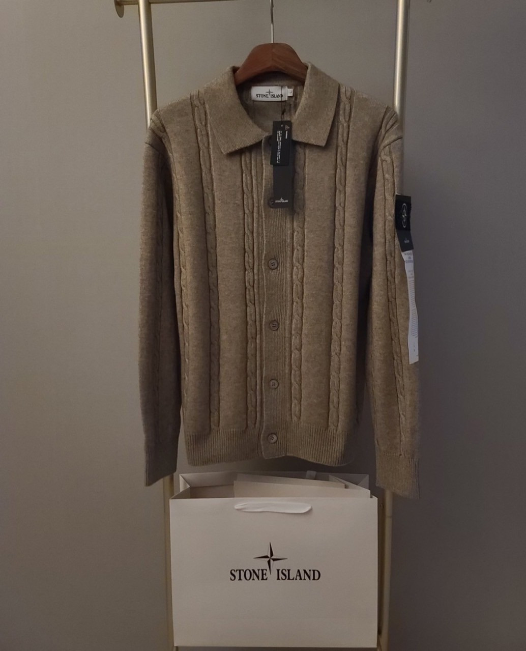 스톤아일랜드 꽈배기 니트 가디건