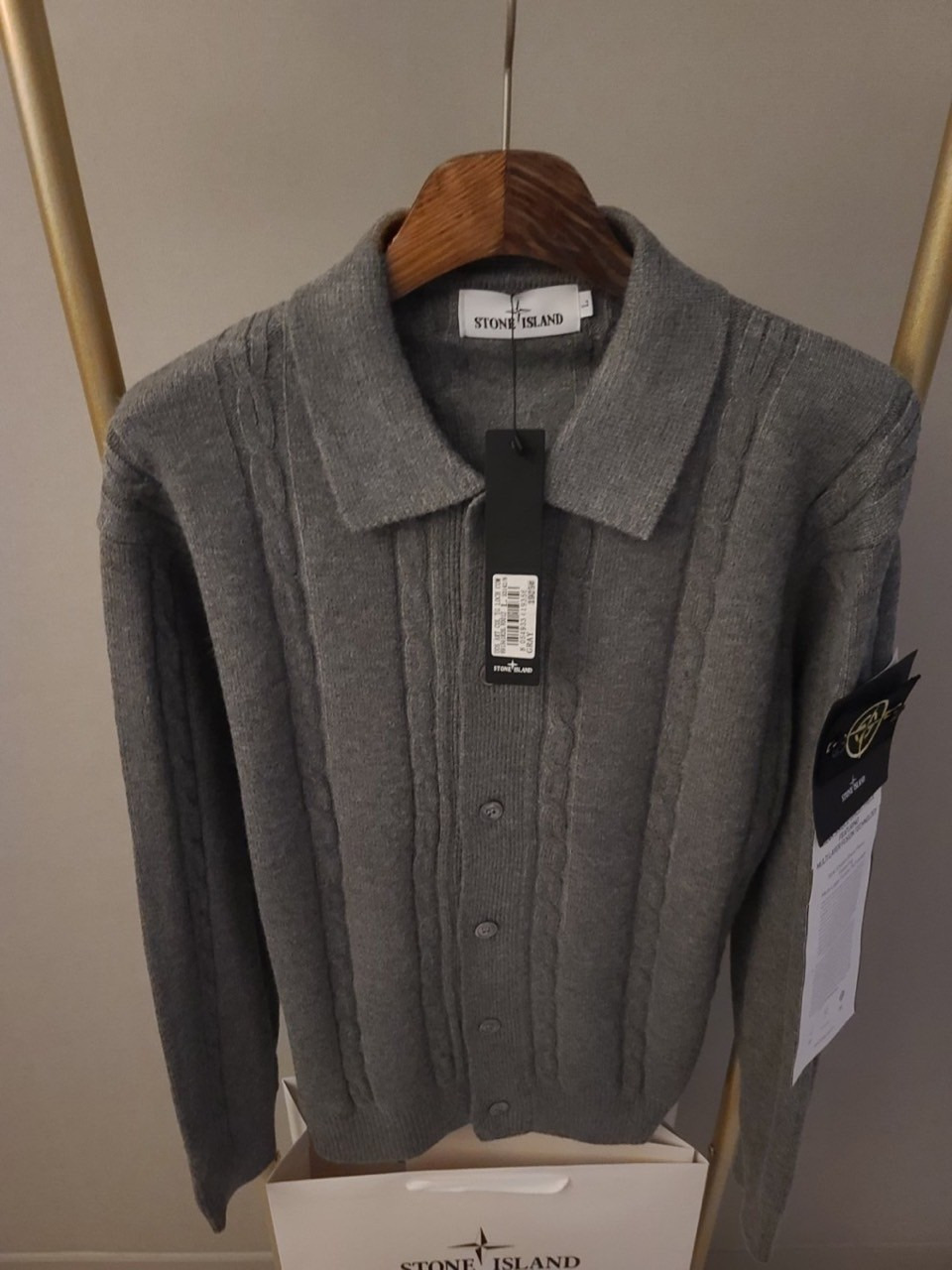 스톤아일랜드 꽈배기 니트 가디건