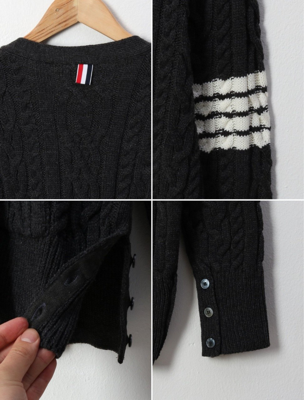 톰브라운 프리미엄 사선 꽈배기 가디건