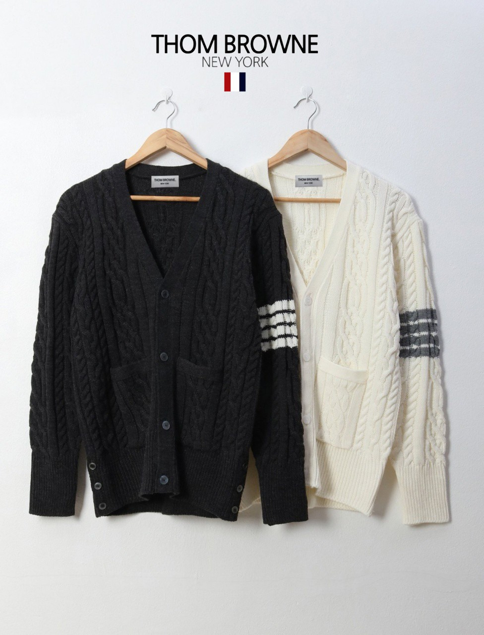 톰브라운 프리미엄 사선 꽈배기 가디건