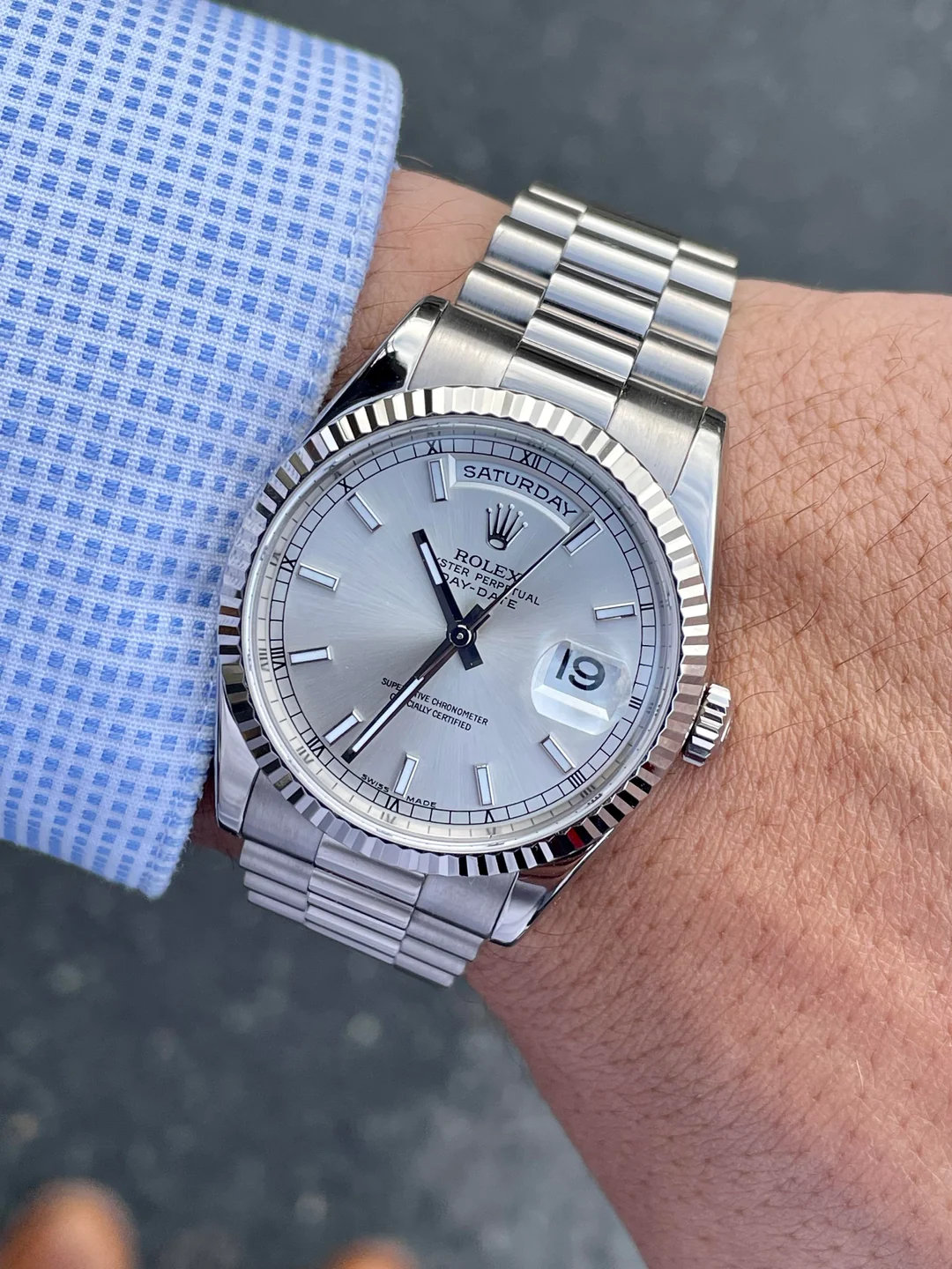 롤렉스 데이데이트 실버다이얼