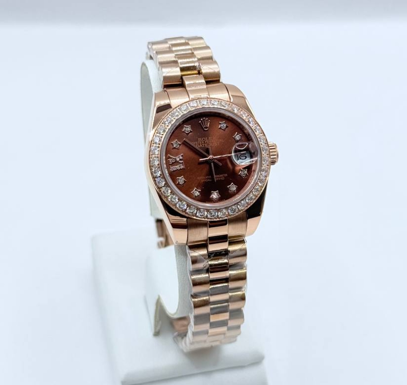 롤렉스 오이스터, 28mm, 에버로즈 골드 다이아몬드 -여성용-