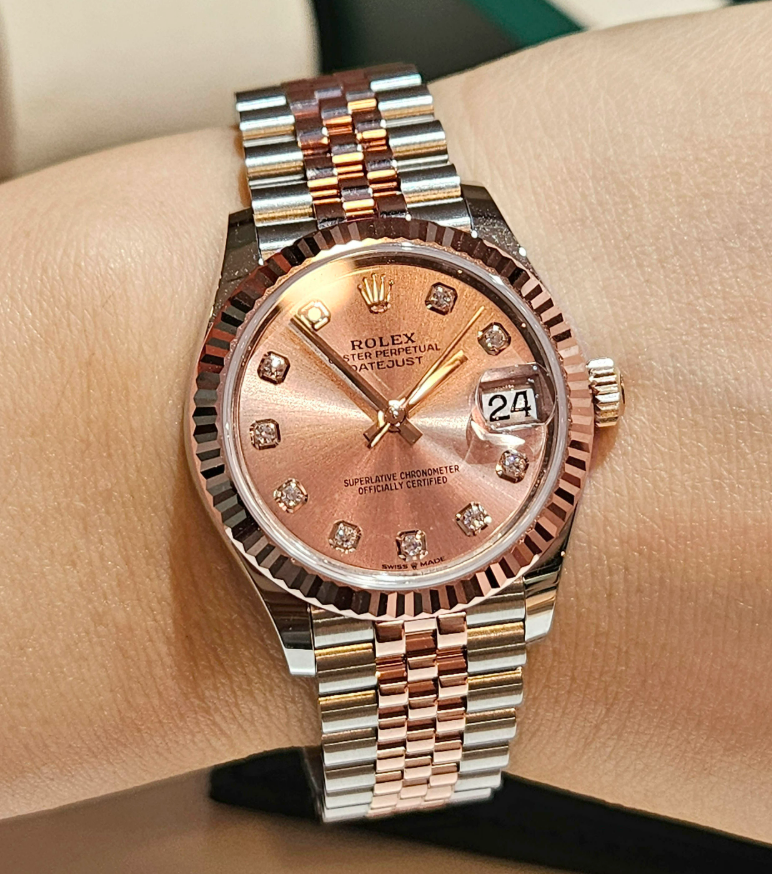 롤렉스 데이트저스트 31 오이스터, 31mm , 오이스터스틸 및 에버로즈 골드 로즈핑크판 (국내공장 AS가능)